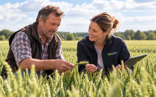 Inspection du grain avec l'agriculteur